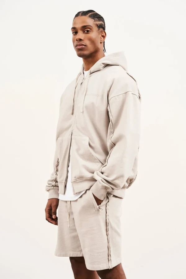 The Couture Club Raw Seam Zip Through Hoodie