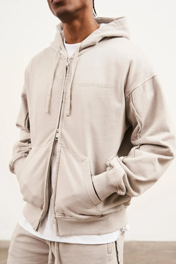 The Couture Club Raw Seam Zip Through Hoodie