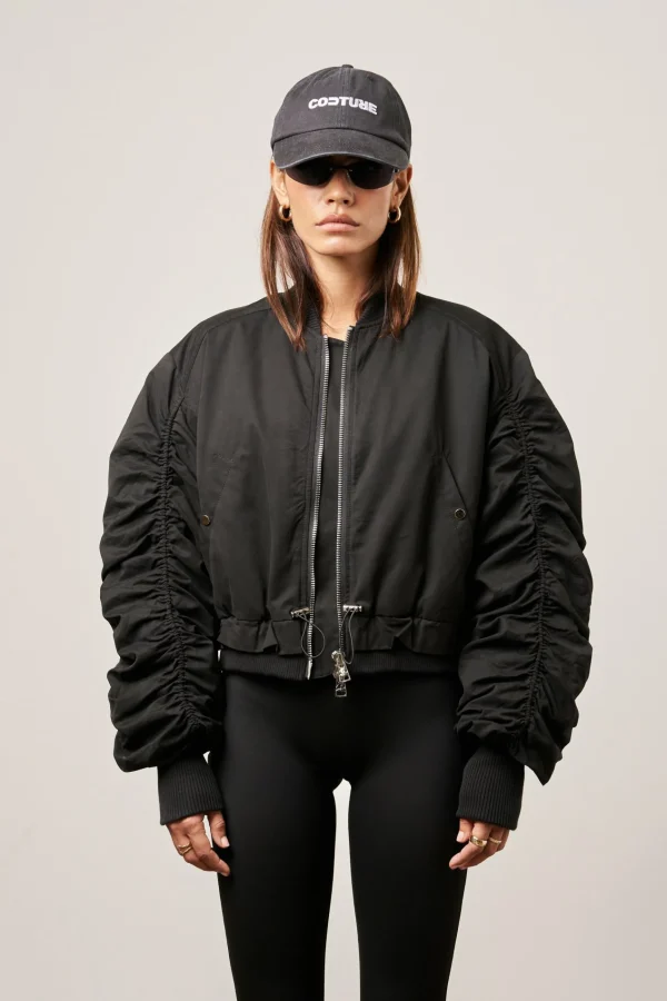 The Couture Club Ruched Detail Peached Bomber Jacket