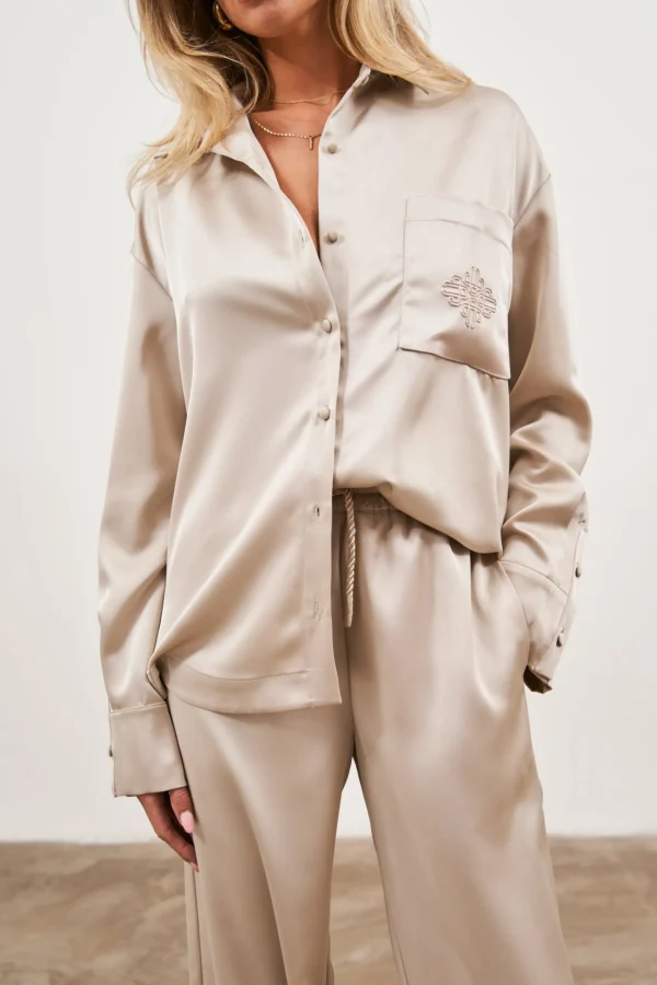 The Couture Club Satin Emblem Shirt