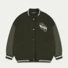 The Couture Club Satin Sleeve Oversized Varsity Jacket