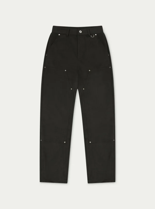 The Couture Club Suede Carpenter Straight Leg Trousers