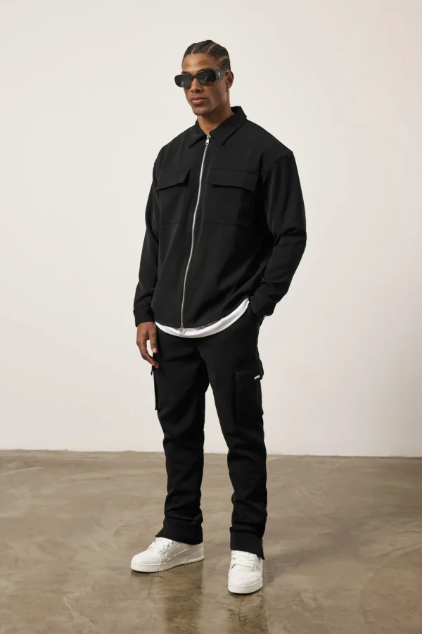 The Couture Club Technical Rib Zip Through Shacket