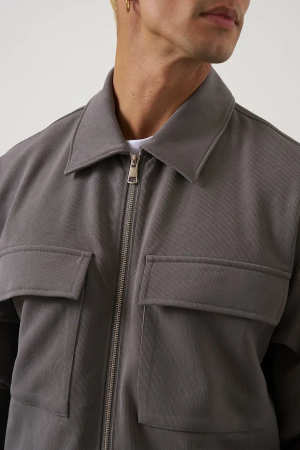 The Couture Club Technical Rib Zip Through Shacket
