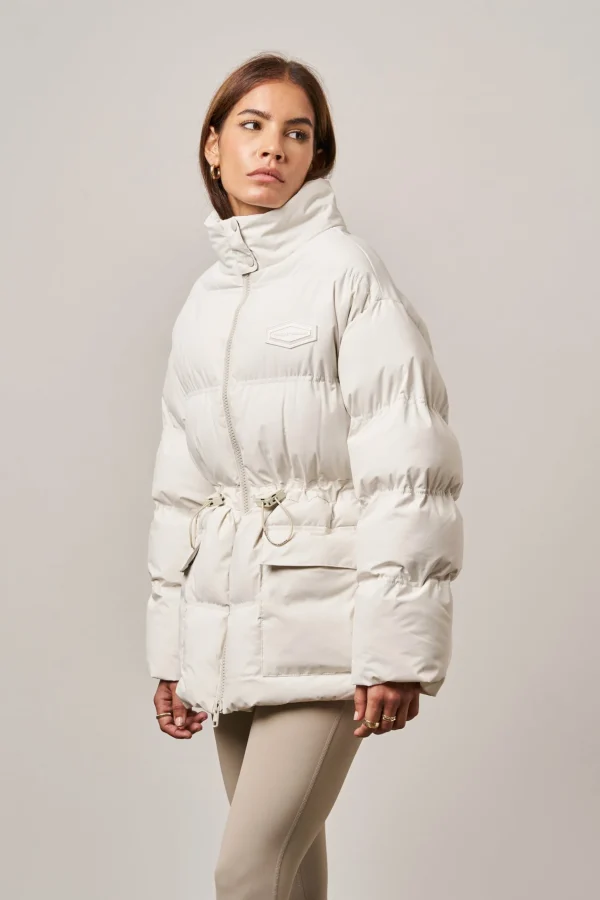The Couture Club Tie Waist Pleated Puffer Coat
