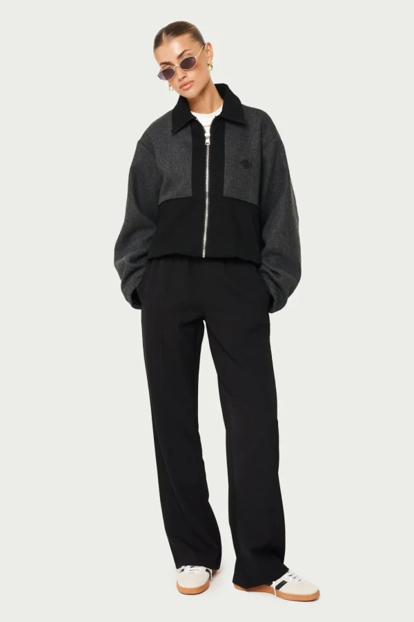 The Couture Club Tweed Panelled Bomber Jacket