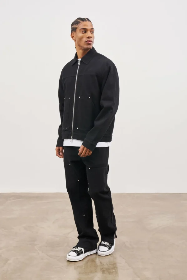 The Couture Club Twill Rivet Detail Carpenter Jacket