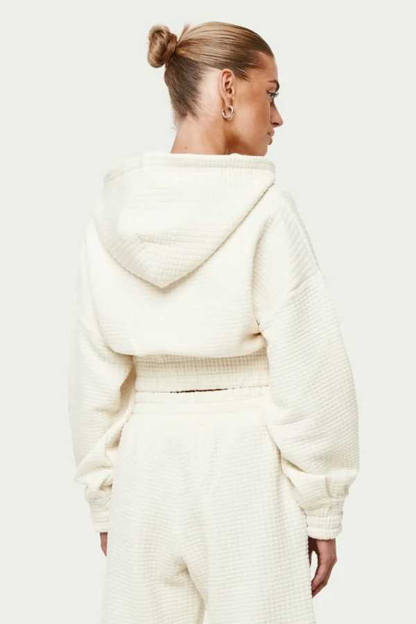 The Couture Club Waffle Cropped Zip Through Cropped Hoodie